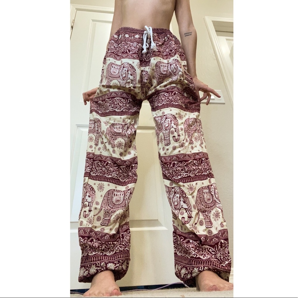 XS Purple/Offwhite elephant Boho/ Harem pants! 🐘 With a pocket!